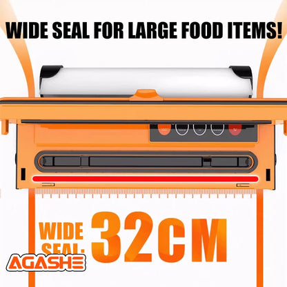 AGASHE vacuum sealing machine, home kitchen food preservation, with roll groove and cutting knife, dry and wet food mode