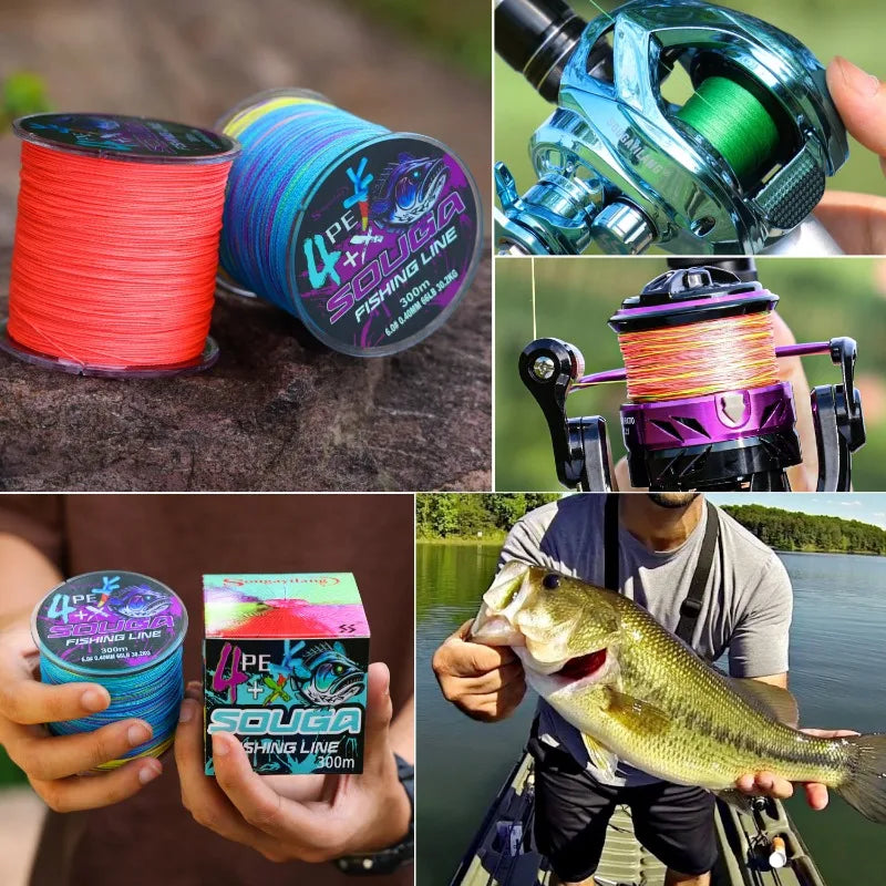 Sougayilang 4 Strands Braided Fishing Line 100M 300M Multifilament Carp Fishing Wire Fishing Accessories Durable PE Line Pesca