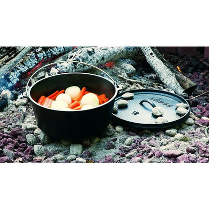 Lodge 8 Quart Pre-Seasoned Cast Iron Camp Dutch Oven with Lid - Dual Handles - Use in the Oven, on the Stove Wild Frontier Gear LLC