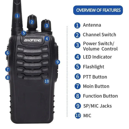 Baofeng 4Pcs BF 888S Walkie Talkie UHF 400 470MHz Long Range Two Way Ham Radios Transceiver for Hunting Hotel