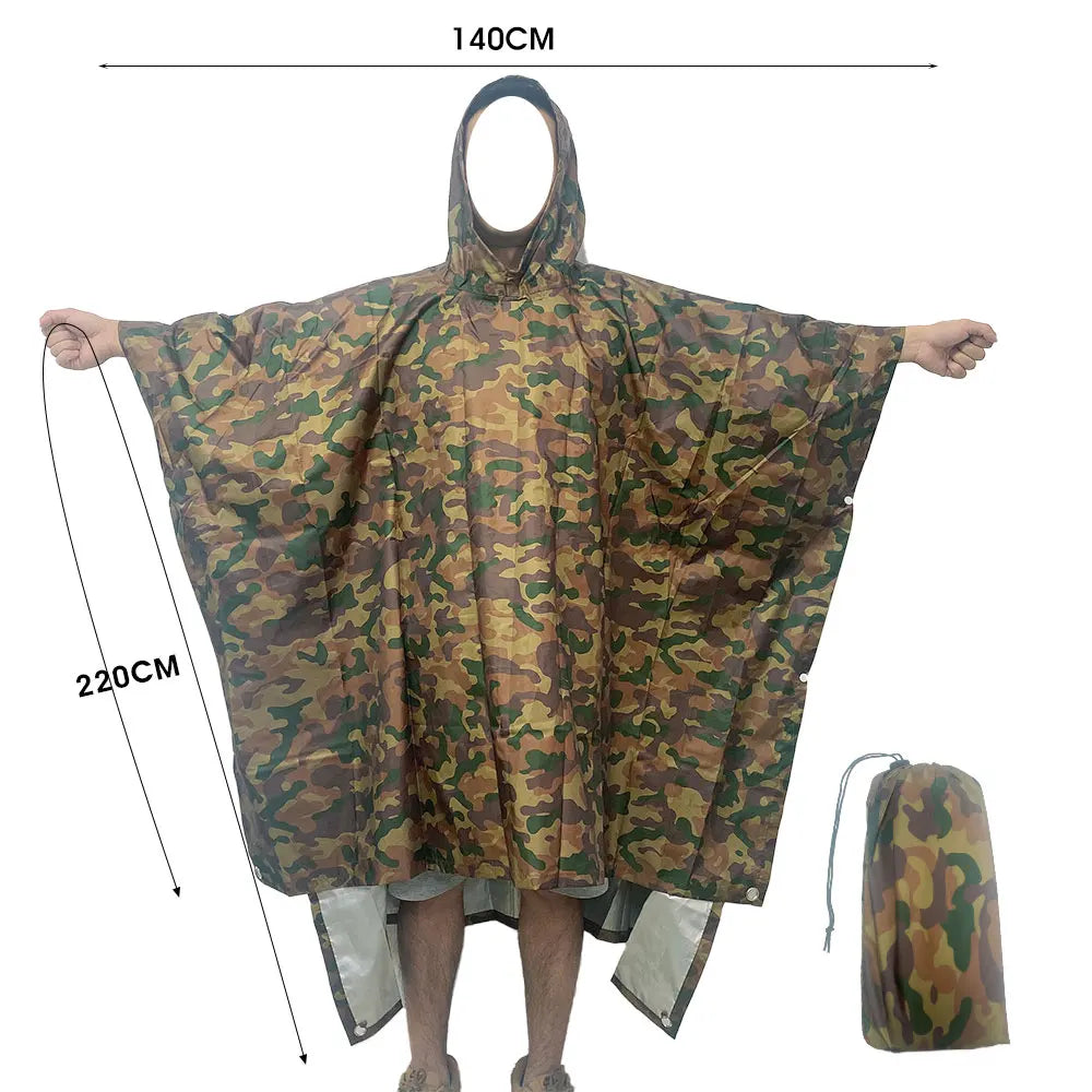 3 In 1 Outdoor Military Waterproof Raincoat Rain Coat Men Raincoat Women Awning From The Rain Motorcycle Rain Poncho Picnic Mat