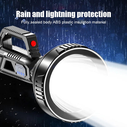 LED Flashlight Strong Light 3 Modes Portable Handheld Spotlight USB Rechargeable Life Waterproof for Hiking Fishing Emergency