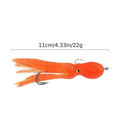 22g Silicone Octopus Double Hook Fishing Lure Baits - Triple Jig Sinking Swimbaits for Bass, Trout, and Shad - Wild Frontier Gear LLC