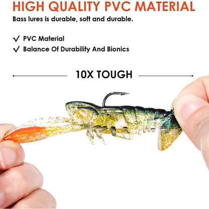 3pcs Soft Fishing Lure Crawfish Artificial Bait Shrimp Lobster Claw Fake Lure For Bass Trout Catfish Salmon Swimbait 8cm/14g Wild Frontier Gear LLC