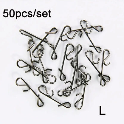 50 pcs Minfishing Fishing Snap Stainless Steel Knotless Connectors Fishing Line Wire Connector Fishing Pin for Carp Fishing