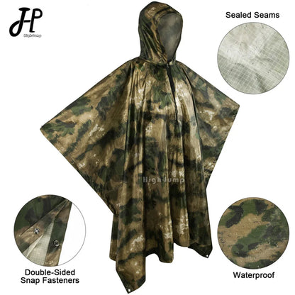 Outdoor Military Poncho 210T+PU Army War Tactical Raincoat Hunting Ghillie Suit Birdwatching Umbrella Rain Gear Home accessories