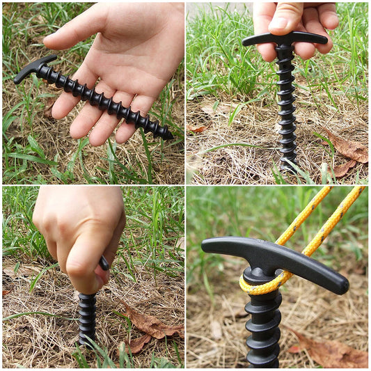 10pcs Screw Anchor Stakes Ground Nail Outdoor Camping Tent Pegs - Wild Frontier Gear LLC