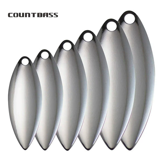 Countbass 50pcs Nickel-Plated Steel Willow Spinner Blades for DIY Fishing Lures - Smooth Finish, Perfect for Tackle Craft - Wild Frontier Gear LLC