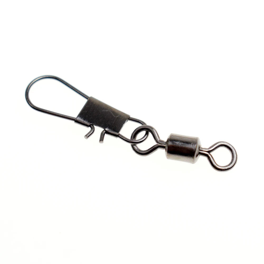 50pcs Fishing Swivels Interlock Snap Pin Ball Bearing Swivel Rolling Solid Rings Connector