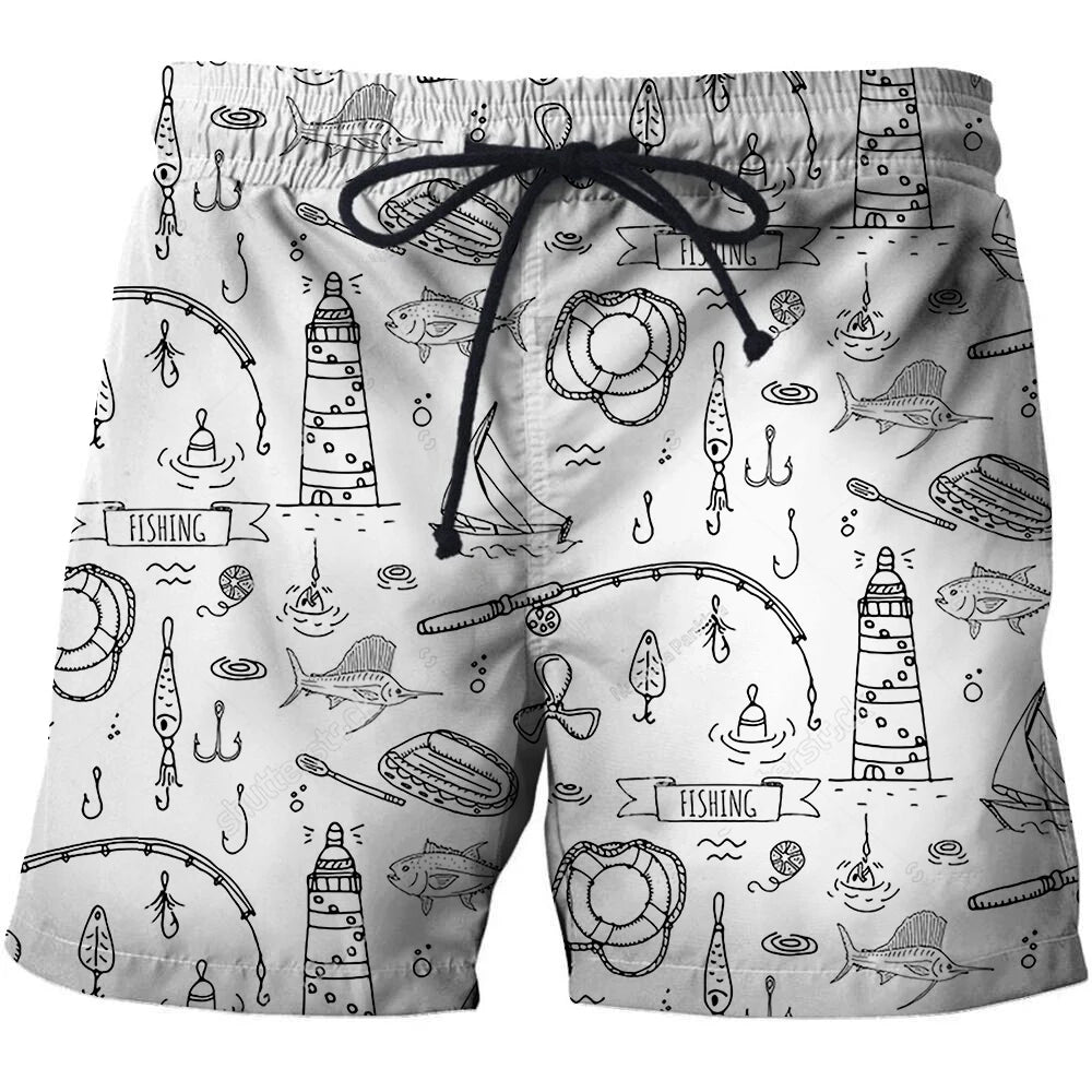 3D Print Men's Beach Style Shorts Summer Fishing Men's Universal Animal Fish Loose Shorts Men's Sports High Waist Swimsuit 2023 - Wild Frontier Gear LLC