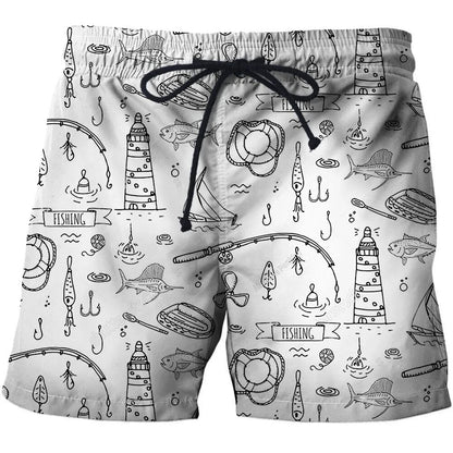 3D Print Men's Beach Style Shorts Summer Fishing Men's Universal Animal Fish Loose Shorts Men's Sports High Waist Swimsuit 2023 - Wild Frontier Gear LLC