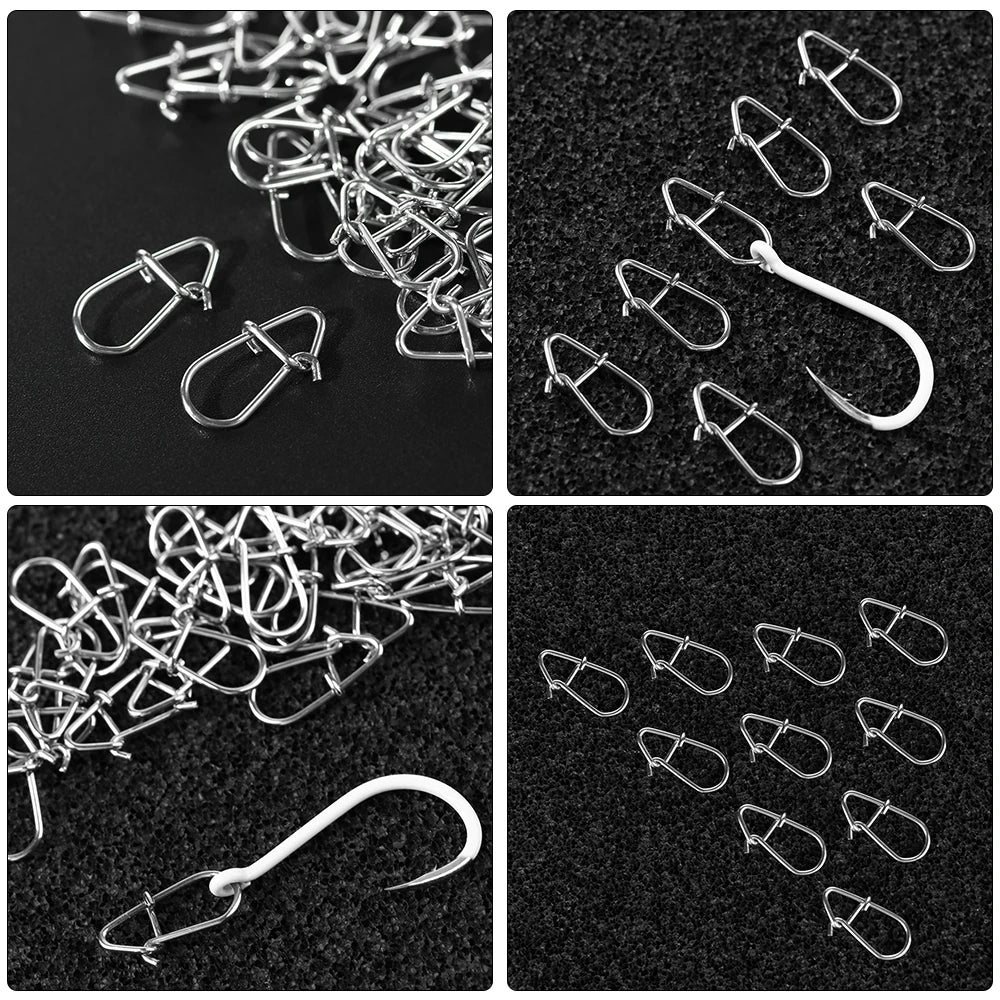 100pcs/lot nice Snap Fishing Barrel Swivel Safety Snaps Hooks Fishhook Fishing Tackle Box Accessory tool lures