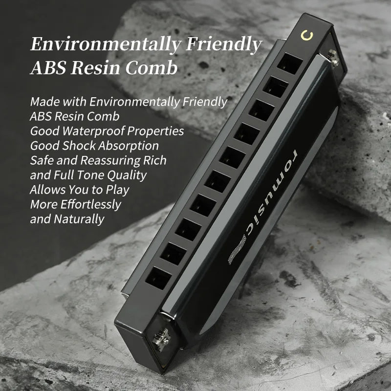 Blues Harmonica Mouth Organ 10 Hole C Key with Case, Diatonic Harmonica for Professional Player, Beginner, Students gifts, Adult Wild Frontier Gear LLC