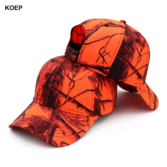 KOEP Jungle Tree Orange Camouflage Cotton Dad Snapback Hat Outdoor Fishing Baseball Cap Hunting Hat KBRT5