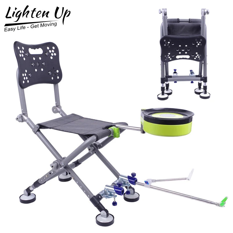 Folding Camping Chair Stool Portable Fishing Chair 180 Degree Adjustable Backrest Four-leg Recliner Aluminum Alloy Fish Chair - Wild Frontier Gear LLC