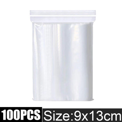 100/1000pcs Thicken Zipper Sealed Bags Clear Plastic Storage Bag for Small Jewelry Food Packing Reclosable Zippers Sealing Pouch