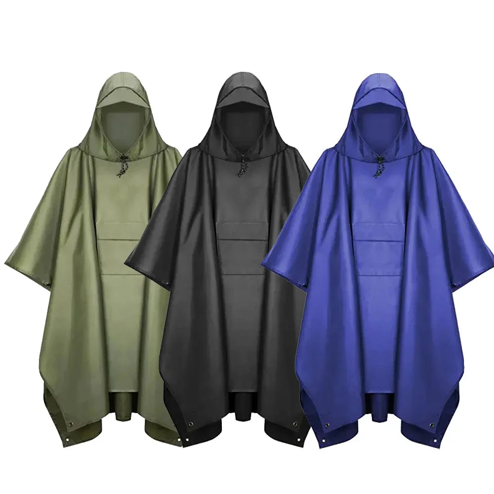 Outdoor 3in1 Hooded Waterproof Military Raincoat Poncho Motorcycle Camping Hiking Travel Rain Cover Tent