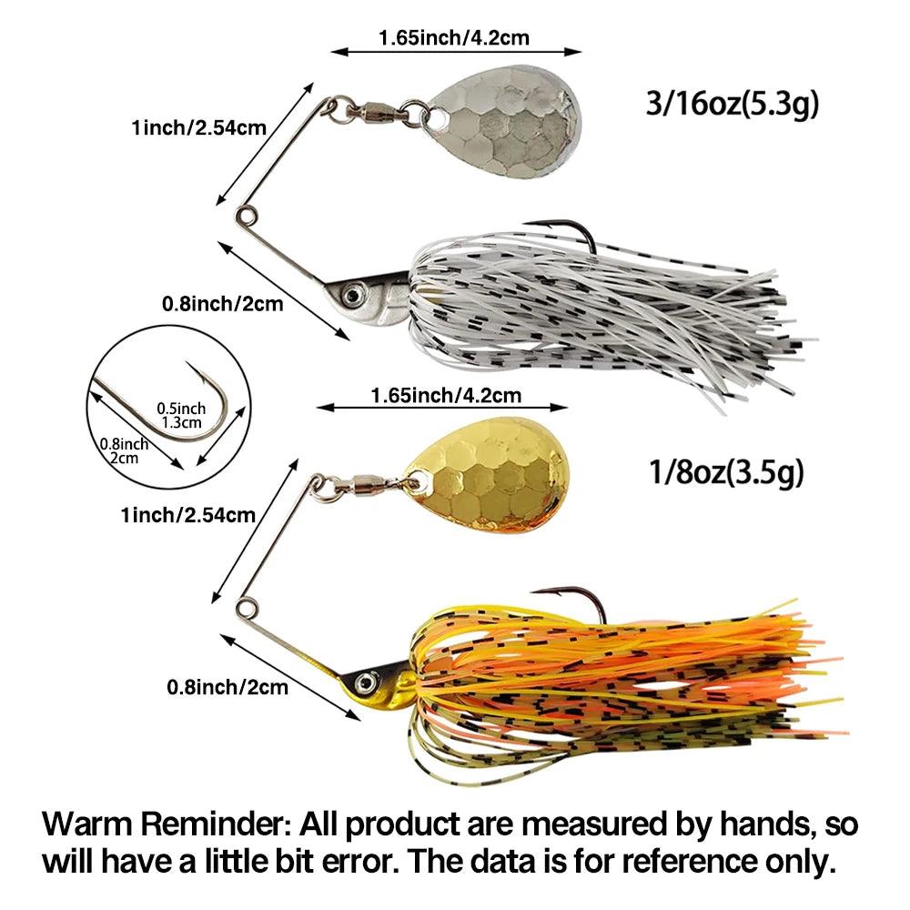 Eupheng Premium Spinner Bait Fishing Lures | Versatile Weight Options & 3D Fish Head Designs for Bass and Pike Fishing - Wild Frontier Gear LLC