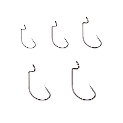 50pcs Wide Worm Hook Carbon Steel Offset Fishhook Bass Barbed Carp Fishing Hook Fishing Accessories Fishing Gear Fishing Tackle