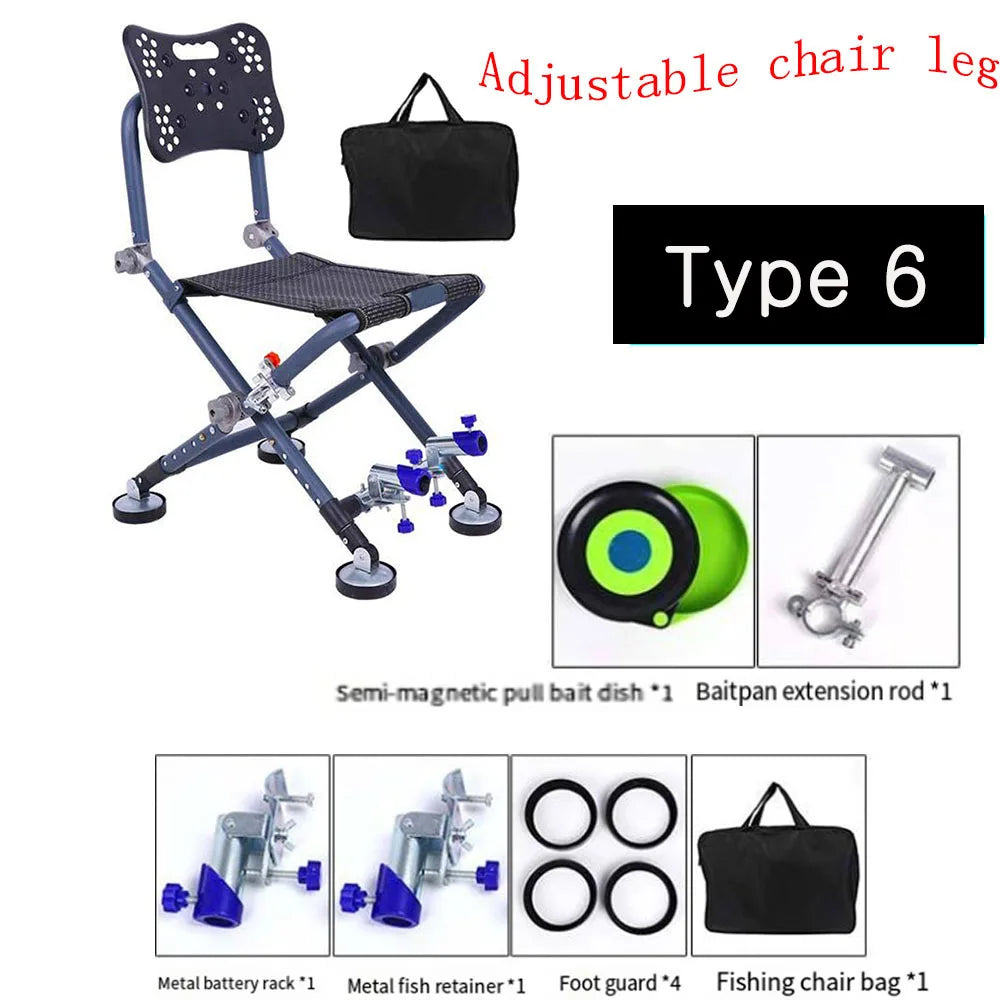 Portable Fishing Chair Folding Fish Chair 180 Degree Adjustable Backrest Four-leg Recliner Aluminum Alloy Camping Chair Stool - Wild Frontier Gear LLC