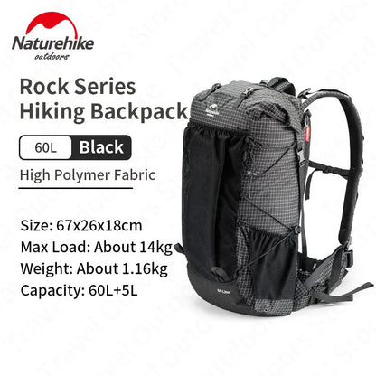 Naturehike Ultralight Backpack 60+5L/40L With Frame Waterproof Travel Bag Large Capacity Camping Outdoor Hiking With Rain Cover Wild Frontier Gear LLC