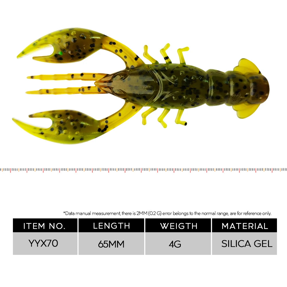 Hanlin Floating 65mm 4g Crawfish Larvae Soft Silicone Bait Jigs Wobbler Worms Fishing Lures Artificial Swimbait Bass Pike Tackle Wild Frontier Gear LLC