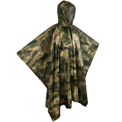 Outdoor Military Poncho 210T+PU Army War Tactical Raincoat Hunting Ghillie Suit Birdwatching Umbrella Rain Gear Home accessories