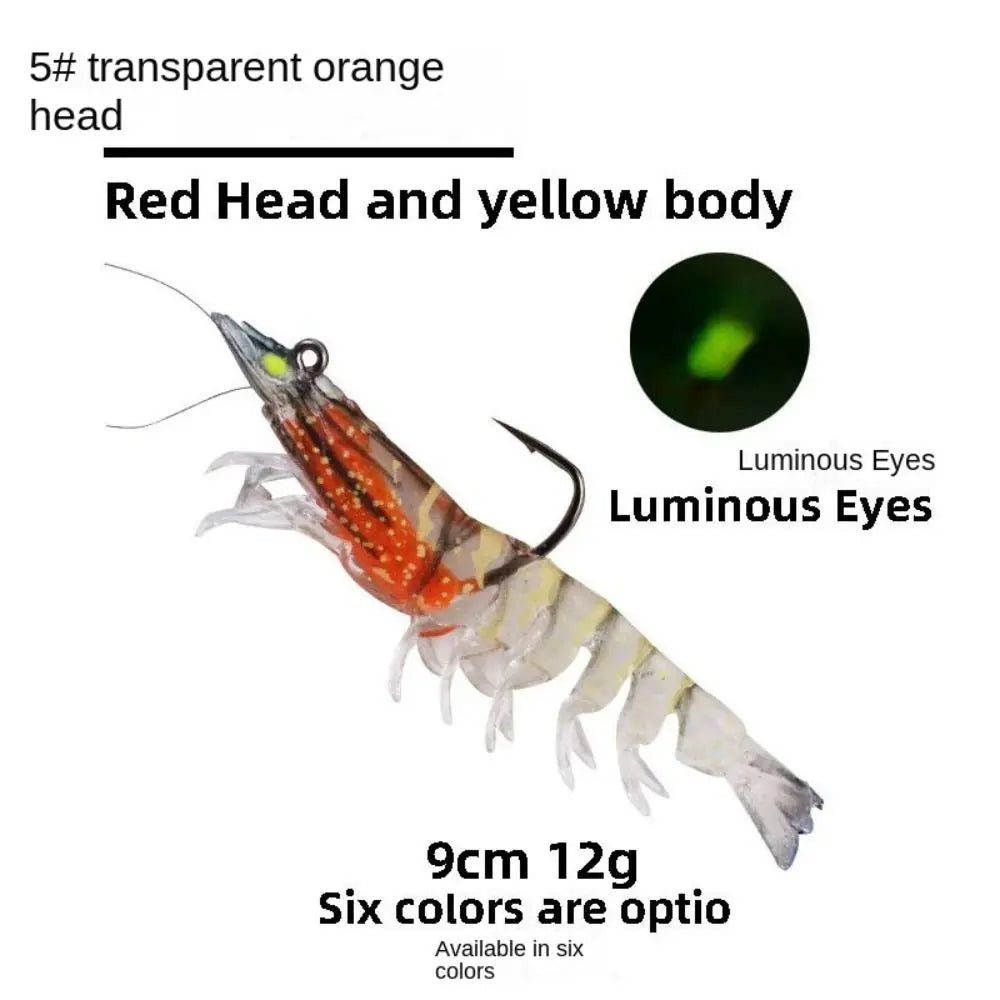 1Pcs Lifelike Artificial Luminescent Shrimp Fishing Lure Fishing Luminous Lures Fishing Bait Hooks 9cm 12g Shrimp Fake Bait
