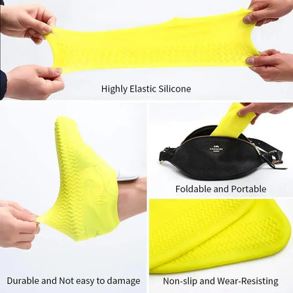 1Pair Waterproof Non-slip Silicone Shoe High Elastic Wear-resistant Men Rain Boots for Outdoor Rainy Day Reusable Shoe Cover - Wild Frontier Gear LLC
