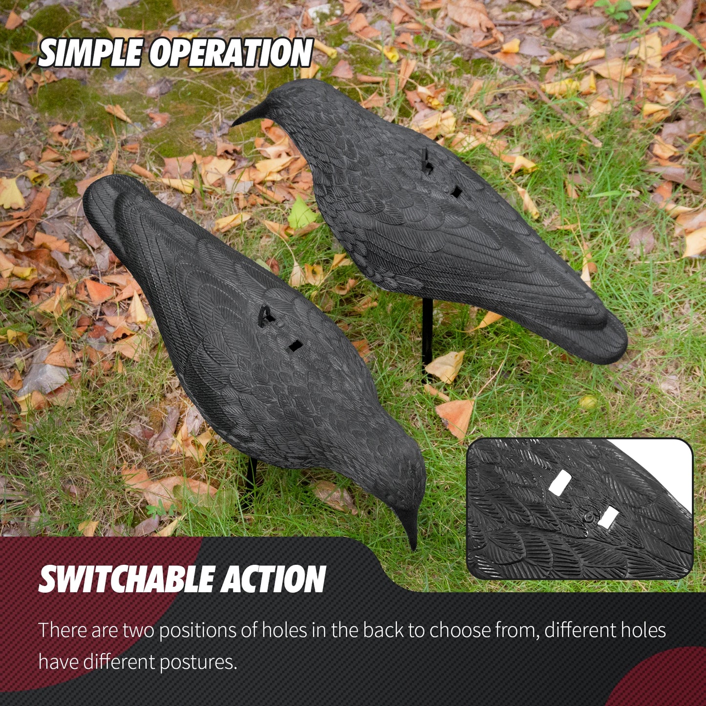 Black Plastic Crow Garden Bird Deter Scarer Scarecrow Mice Pest Control Deterrent Repeller Decor For Bird Control Hunting Decoys