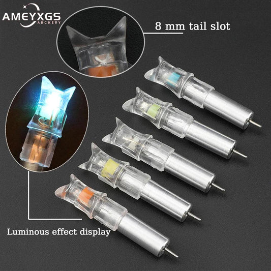 5/6pcs Archery LED Lighted Nocks Fit 7.6mm Universal Arrow Shaft Glowing Tail Carbon Crossbow Bolts Hunting Shooting Accessories - Wild Frontier Gear LLC