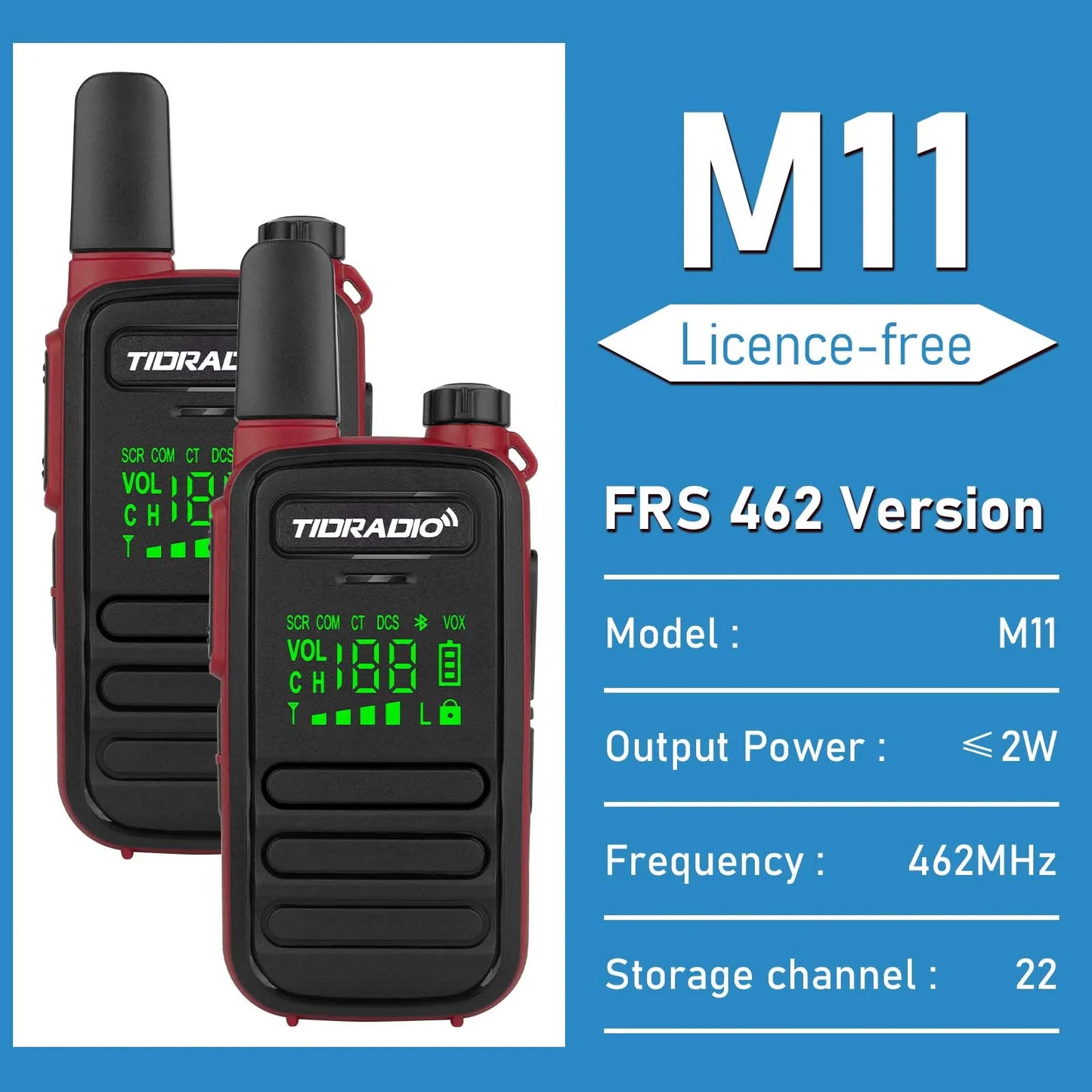 TIDRADIO 2pcs TD-M11 Mini Walkie Talkie FRS Long Range Rechargable Portable Kids Two Way Radio Type-C Charger for Camping Trip