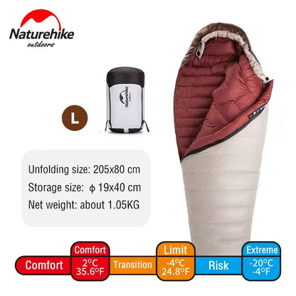 Naturehike Sleeping Bag Ultralight Waterproof Mummy Sleeping Bag SnowBird Duck Down Sleeping Bag Winter Camping Sleeping Bag Wild Frontier Gear LLC