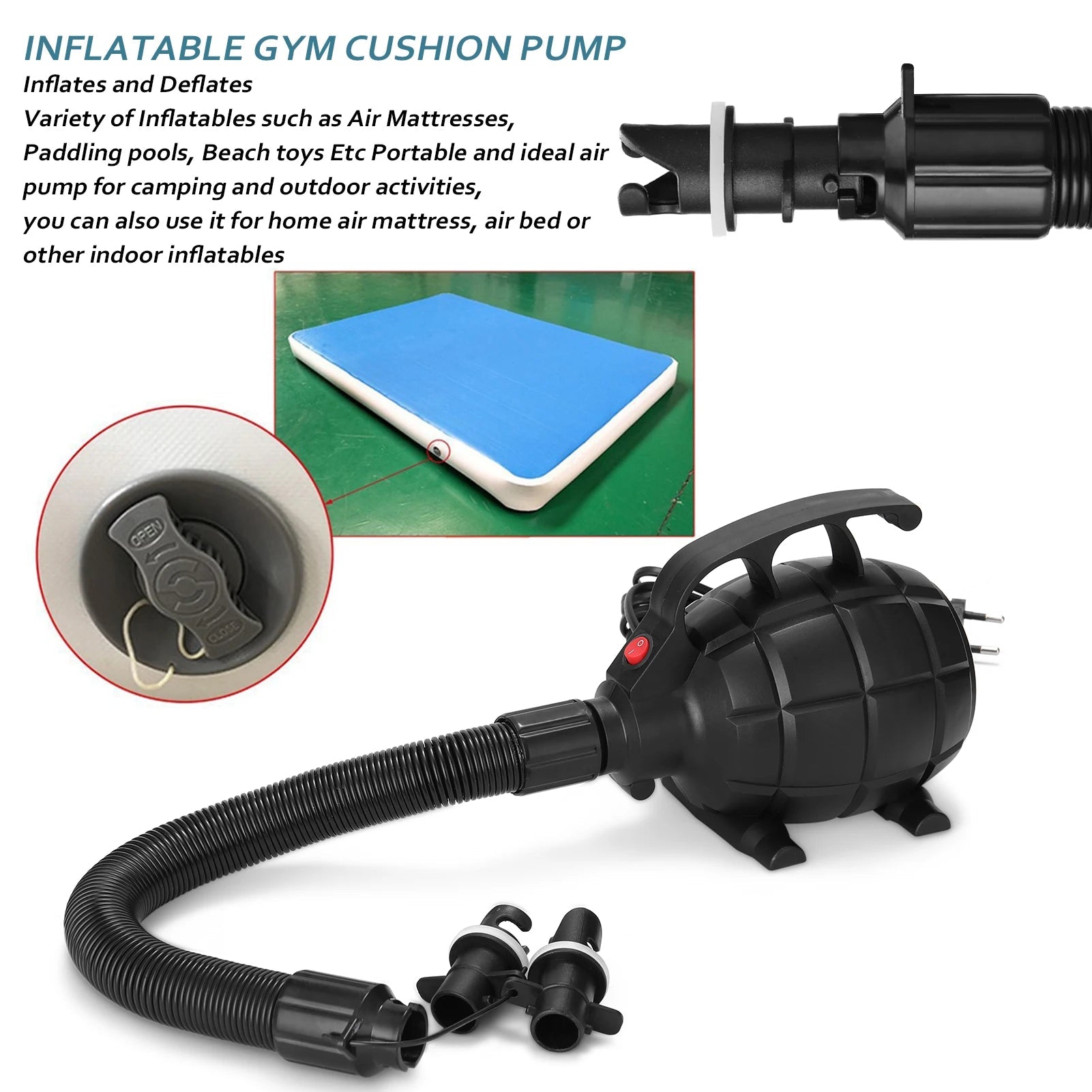 Air Pump Portable Convenient Small Size Home Household Camping Utility Tool Air Bed Air Mat Air Inflation Tool Quick Safety Wild Frontier Gear LLC