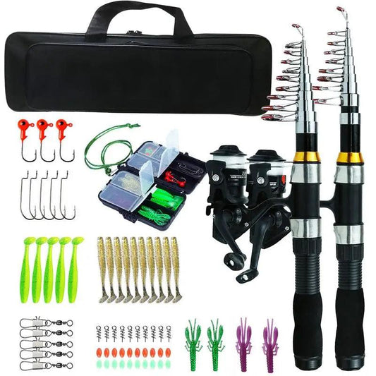 Telescopic Carbon Fiber Fishing Rod and Reel Combo Set for Beginners and Enthusiasts - Ideal for Saltwater and Freshwater Fishing - Wild Frontier Gear LLC