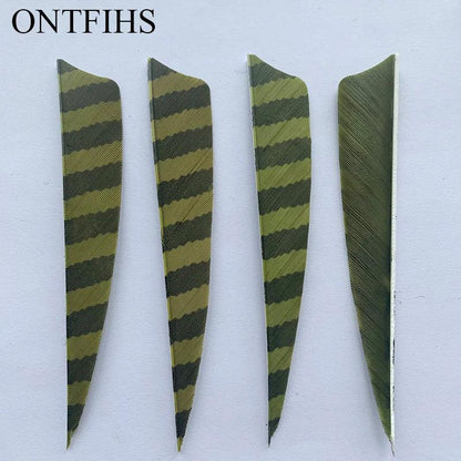 24 Pcs ONTFIHS 4Inch Fletching Arrow Striped Shield Cut Turkey Feather Archery DIY Hunting Accessories - Wild Frontier Gear LLC