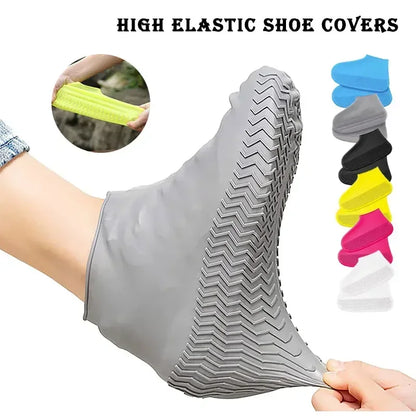 1Pair Waterproof Non-slip Silicone Shoe High Elastic Wear-resistant Men Rain Boots for Outdoor Rainy Day Reusable Shoe Cover - Wild Frontier Gear LLC
