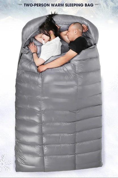 2 Person White Duck Down Filled Camping Or Home Sleeping Bag Thin Suitable For Warm Weather Size 220 X 130cm Large Space