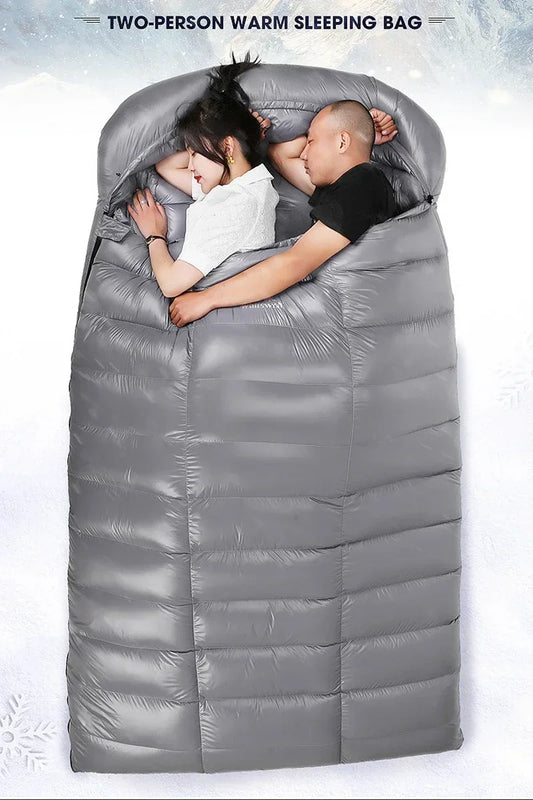 2 Person White Duck Down Filled Camping Or Home Sleeping Bag Thin Suitable For Warm Weather Size 220 X 130cm Large Space