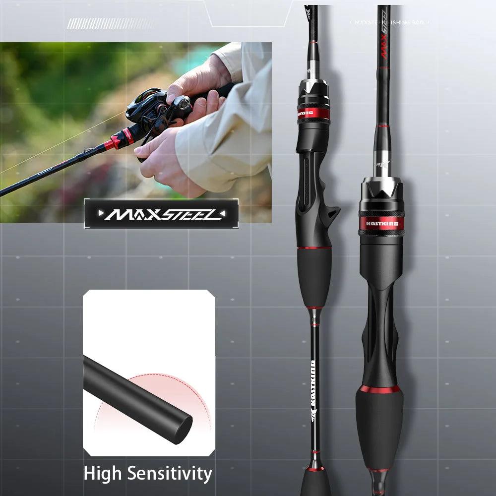 KastKing Max Steel Rod Carbon Spinning Casting Fishing Rod with 1.80m 2.13m 2.28m 2.4m Baitcasting Rod for Bass Pike Fishing - Wild Frontier Gear LLC