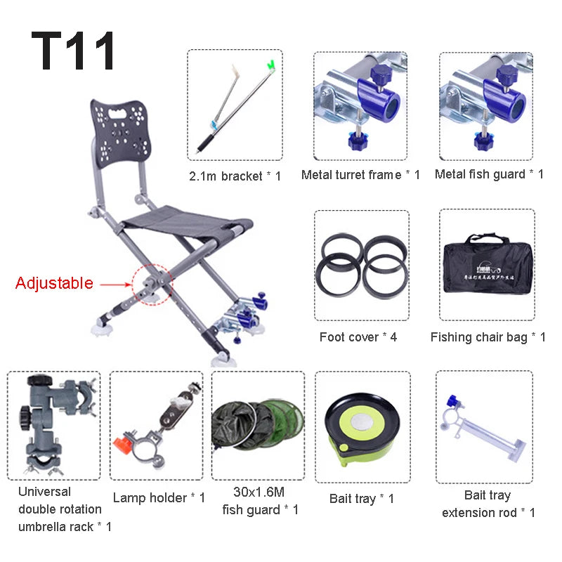 Folding Camping Chair Stool Portable Fishing Chair 180 Degree Adjustable Backrest Four-leg Recliner Aluminum Alloy Fish Chair - Wild Frontier Gear LLC