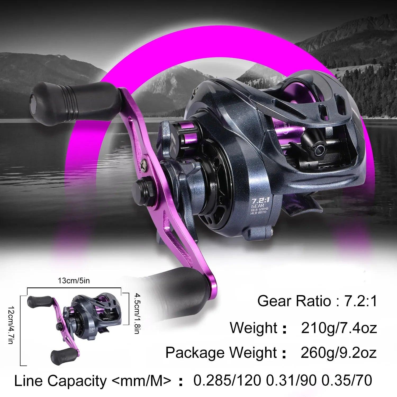 Sougayilang Purple Baitcasting Fishing Reel 7.2:1 High Speed - Wild Frontier Gear LLC
