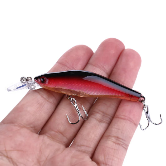 HENGJIA  Minnow Wobbler Fishing Lure 8CM-6.3G-8# Rock fishing Trolling Swimbait Jerkbait Artificial Bait Bass Bait Depth 0.6-1.5