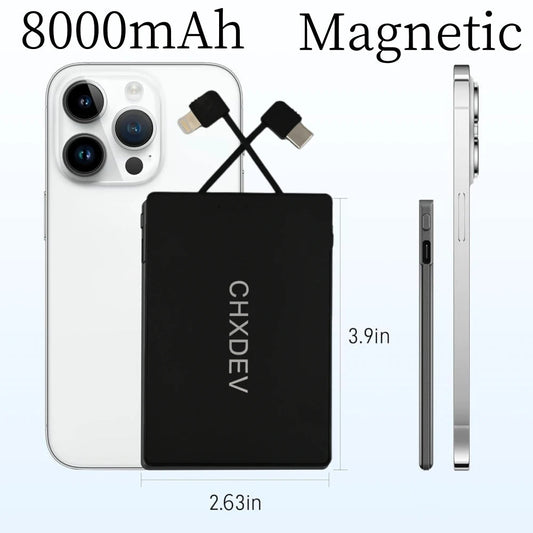 CHXDEV Magnetic 8000mAh PowerBank, Outdoor Portable Mini Power Banks Ultra Slim Charger, External Battery Pack, For iPhoneXIAOMI Wild Frontier Gear LLC