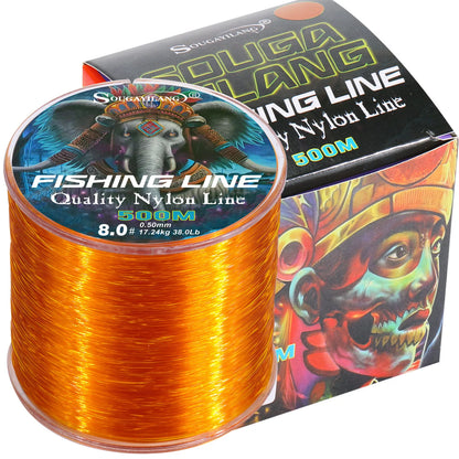 Sougayilang 500m Nylon Fishing Line Monofilament 0.14-0.50mm Max Drag 38LB Superior Material Smooth Line for Seawater Freshwater