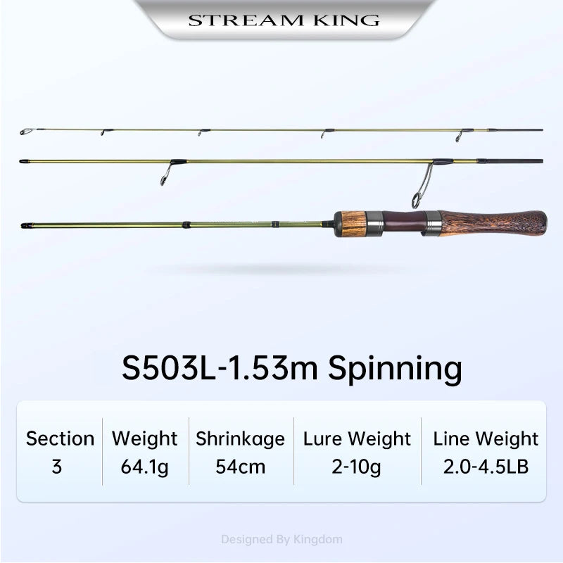 Kingdom Fishing Rods STREAM KING Ultralight 62g Spinning Casting 1.45/1.65/1.39/1.53m UL Baitcasting Travel Stream Fishing Rod Wild Frontier Gear LLC