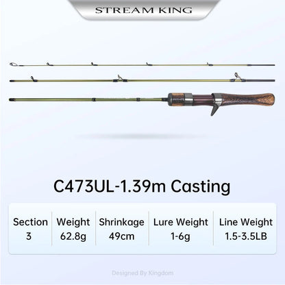 Kingdom Fishing Rods STREAM KING Ultralight 62g Spinning Casting 1.45/1.65/1.39/1.53m UL Baitcasting Travel Stream Fishing Rod Wild Frontier Gear LLC