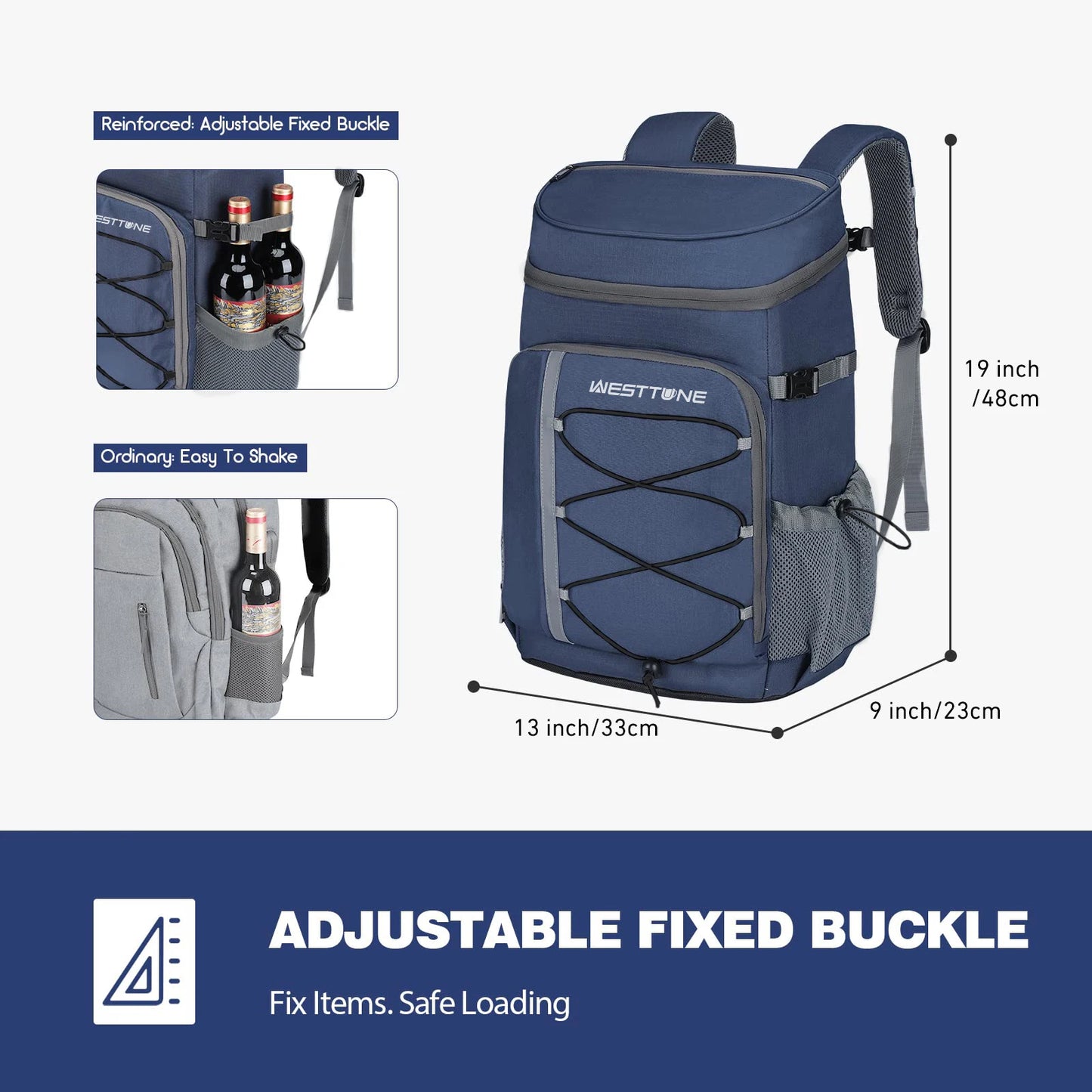 WESTTUNE 35 Can Cooler Backpack Leakproof Insulated Soft Cooler Bag Camping Beach Cooler Ice Chest Backpack for Hiking Travel