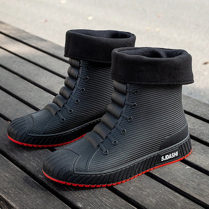 Versatile Casual Short-barreled Waterproof Shoes Men Women Lined With Fleece Warmth Anti-slip Wear-resistant Outdoors Rain Boots - Wild Frontier Gear LLC