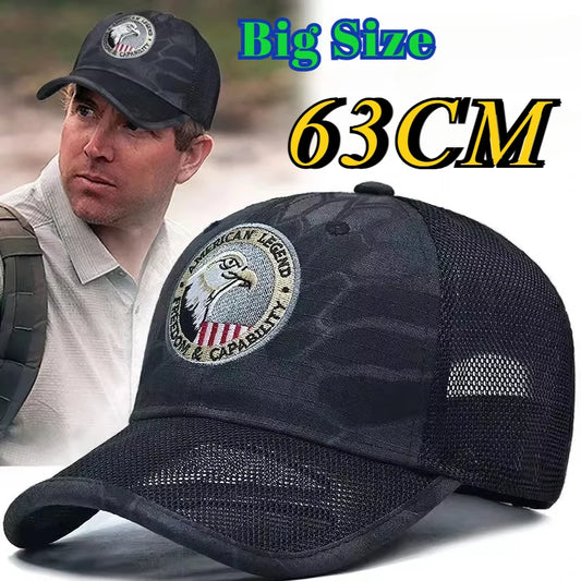 2025 Big Head XL 60cm 63cm Man Plus Size Mesh Baseball Caps Adult Outdoors Camo Sun Hat Sport Snapback Hats Dad Trucker Caps